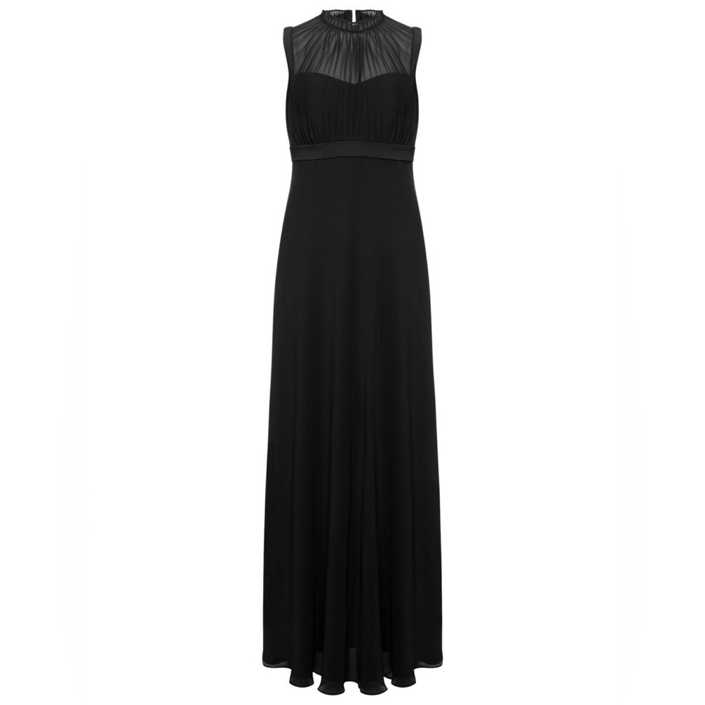 Ted Baker Byanna Ruffle Round Neck Maxi Long Dress in Black size 4 - Picture 2 of 16